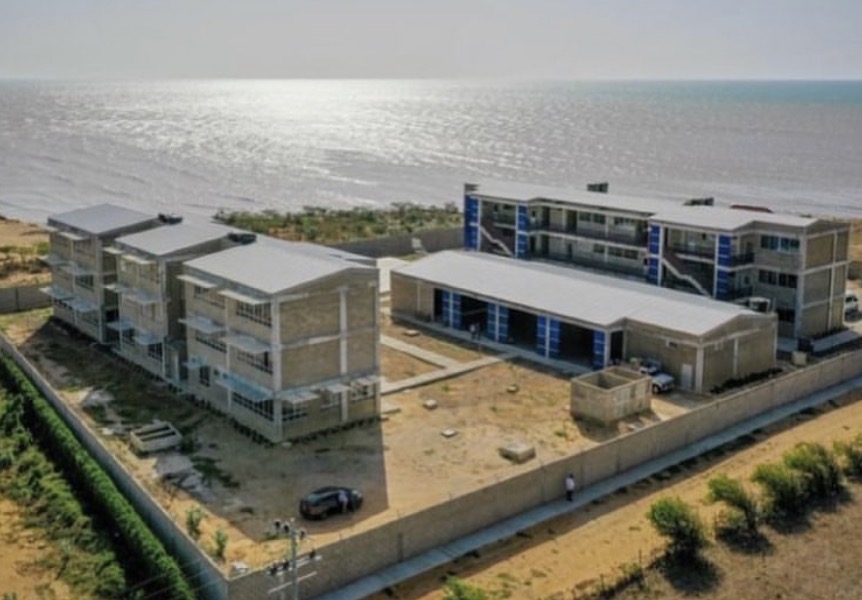 Complejo construido con bloques vista aérea